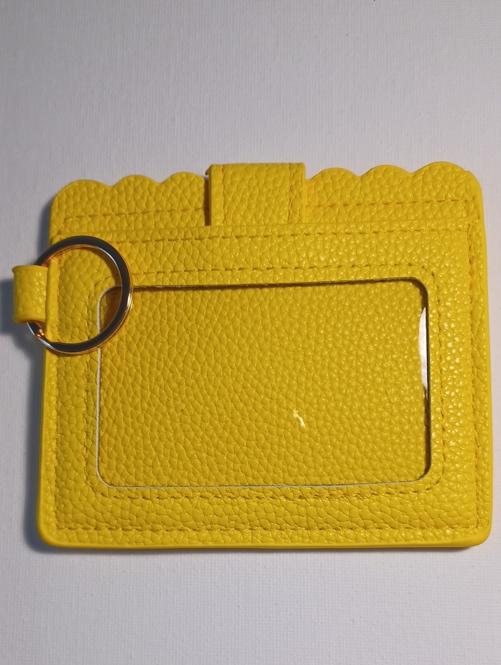Yellow Scalloped Card Holder with Key Ring